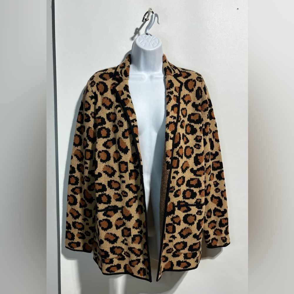 TALBOTS Leopard Animal Print Open Front Sweater Size X-Small New With Tags!
